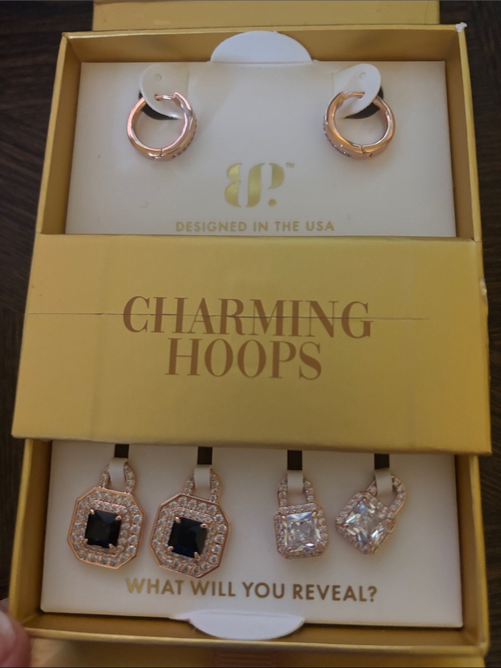 BP Charming Hoops She Found Her Calling Black Onyx and Diamond Cubic Zirconia